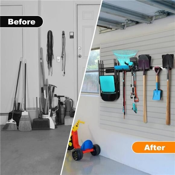 Garage Wall Mount Tool Organizer Heavy Duty Storage Rack for Garden Broom Rake - Picture 4 of 8